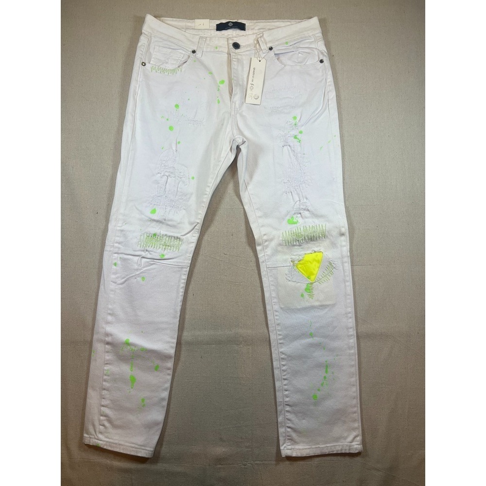 NWT Focus Jeans Mens 38x32‎ White Splatter Accent